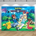 thumbnail image 3 of Fondo de Pokémon, pancarta de feliz cumpleaños, decoración de Pikachu para niños, baby shower, monstruo de bolsillo, accesorios de fondo de anime, póster, 3 of 5