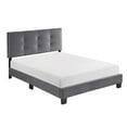 thumbnail image 1 of Pemberly Row Modern Wood Frame Velvet Full Platform Bed in Dark gray, 1 of 9