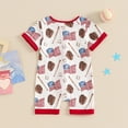 thumbnail image 4 of NOKIO Children'S Playsuit With Zipper Boys Independence Day Summer Baseball Print Zip Up Bodysuit Short Crawl Suit Cute Baby Rompers In Fall Styles Toddler Boys Short Sleeve Jumpsuit, 4 of 8