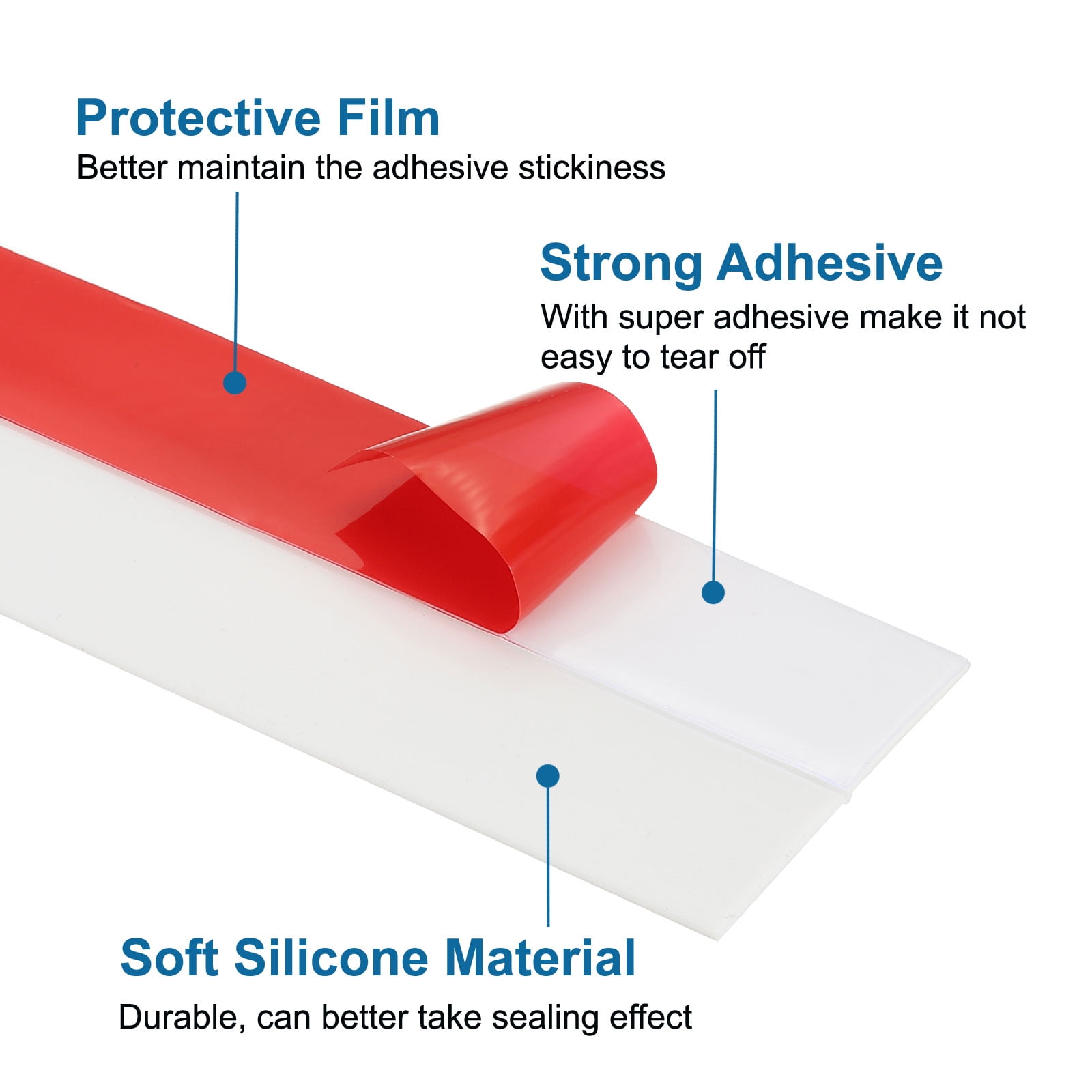 Uxcell Silicone Seal Strip, 2 Roll 20 Ft x 1" Width Self Adhesive Door Draft Stopper Weather Stripping Tape for Gap, Grey/Red