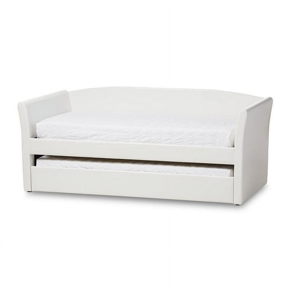 Baxton Studio Camino Modern and Contemporary Faux Leather Upholstered Daybed with Guest Trundle Bed, Multiple Colors