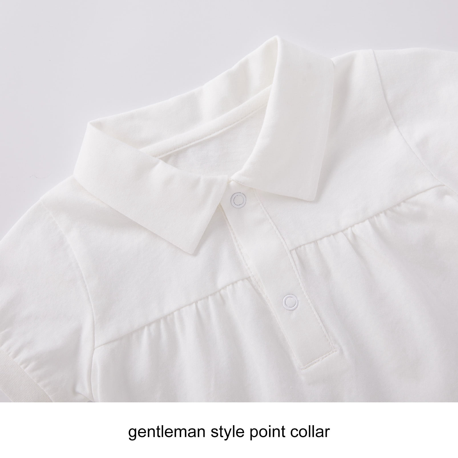 pureborn Baby Boy Baptism Outfit Infant Short Sleeve Collared Christening Romper Summer Cotton One-Piece 0-3 Months Off White