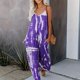 thumbnail image 1 of Plus Size Boho Jumpsuit, Women's Plus Tie Dye V Neck Medium Stretch Loose Fit Jumpsuit, 1 of 5