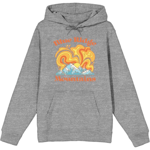 Adventure Society Blue Ridge Mountains Adult Heather Gray Long Sleeve Hoodie-Medium