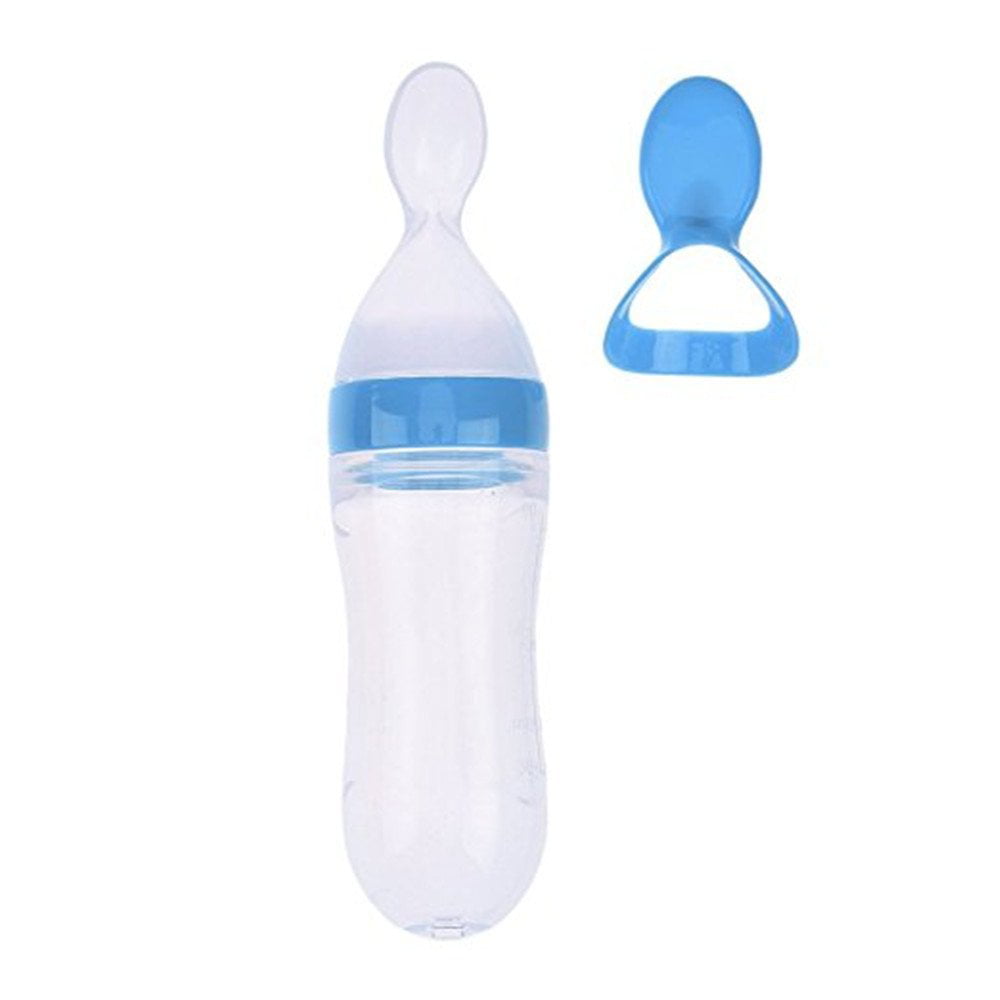 Baby Products Online - 1 pcs baby feeding spoon cereal bottle rice training  for babies silicone pureed fruit milk bottle squeezing spoon food  supplement for children - Kideno