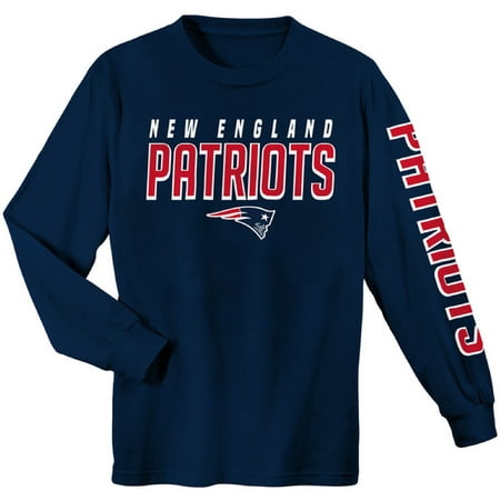 Youth Navy New England Patriots Sleeve Hit Long Sleeve (Best New England State To Live In)