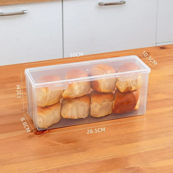 Namzi household fresh-keeping box, food grade refrigerator special long transparent plastic toast bread storage box, kitchen storage box 1 piece, 30 * 10.5 * 13cm