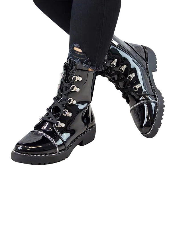 womens black combat boots walmart