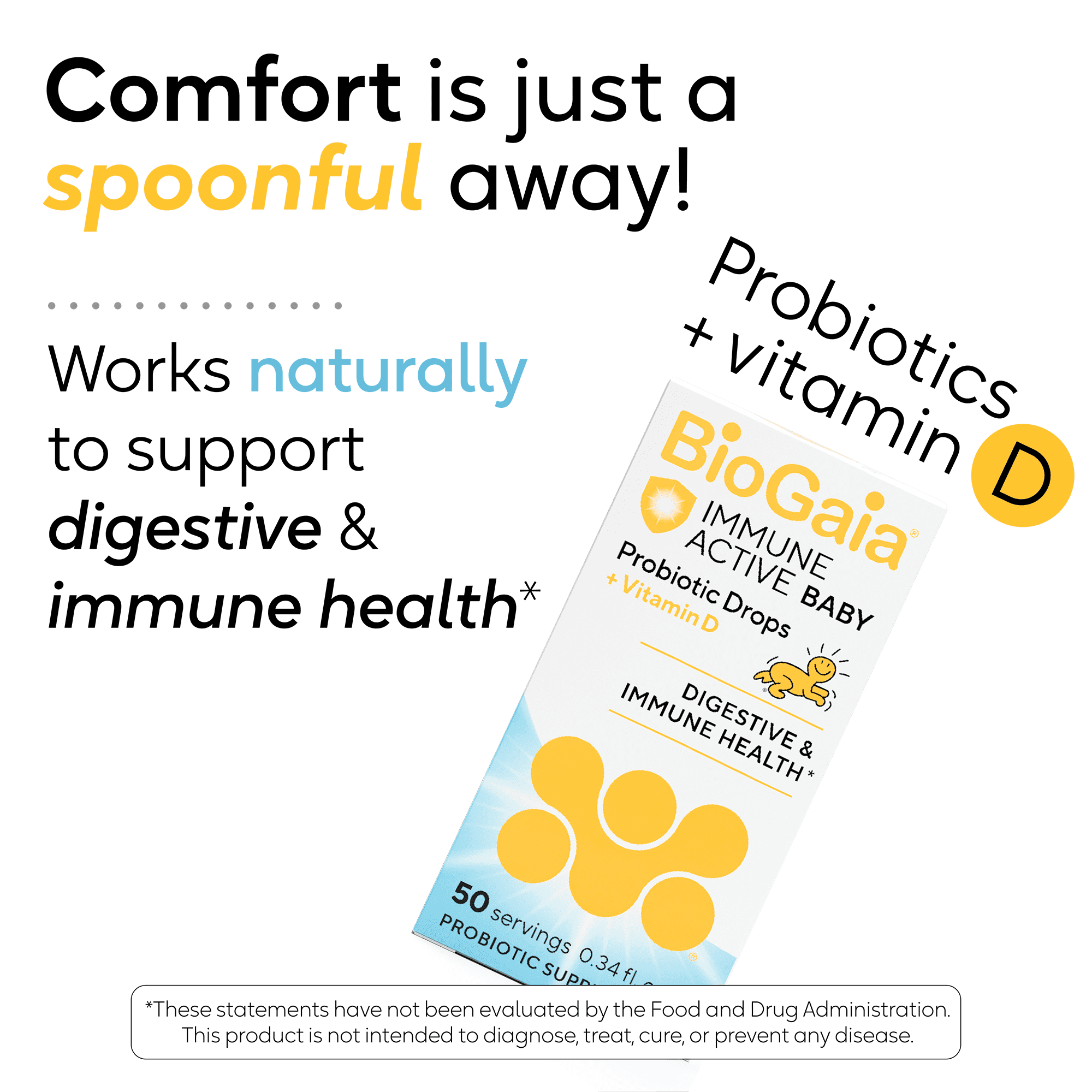 BioGaia Immune Active Baby Probiotic Drops + Vit D | For Digestive & Immune Health | 50-Day Supply