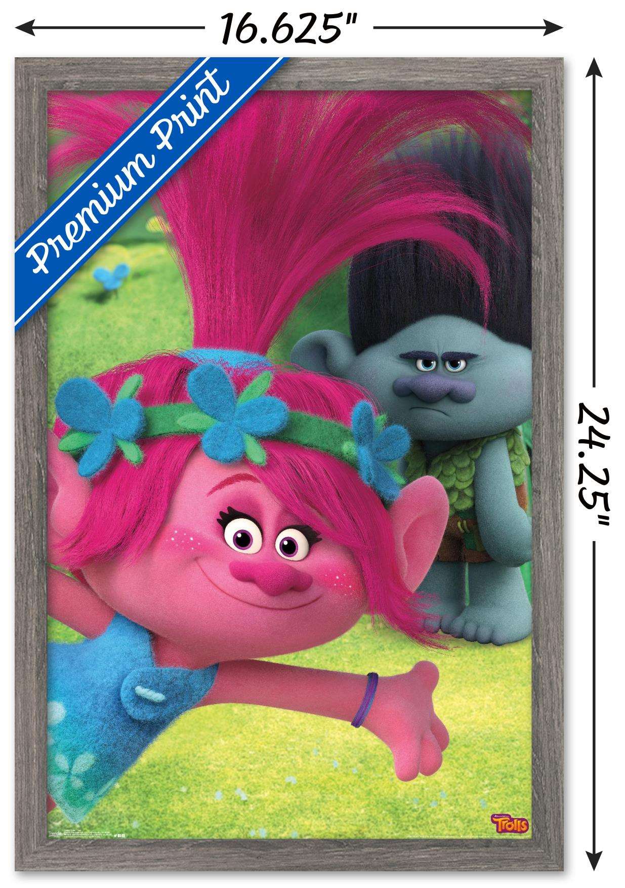DreamWorks Trolls - Fun Wall Poster, 14.725" x 22.375", Framed