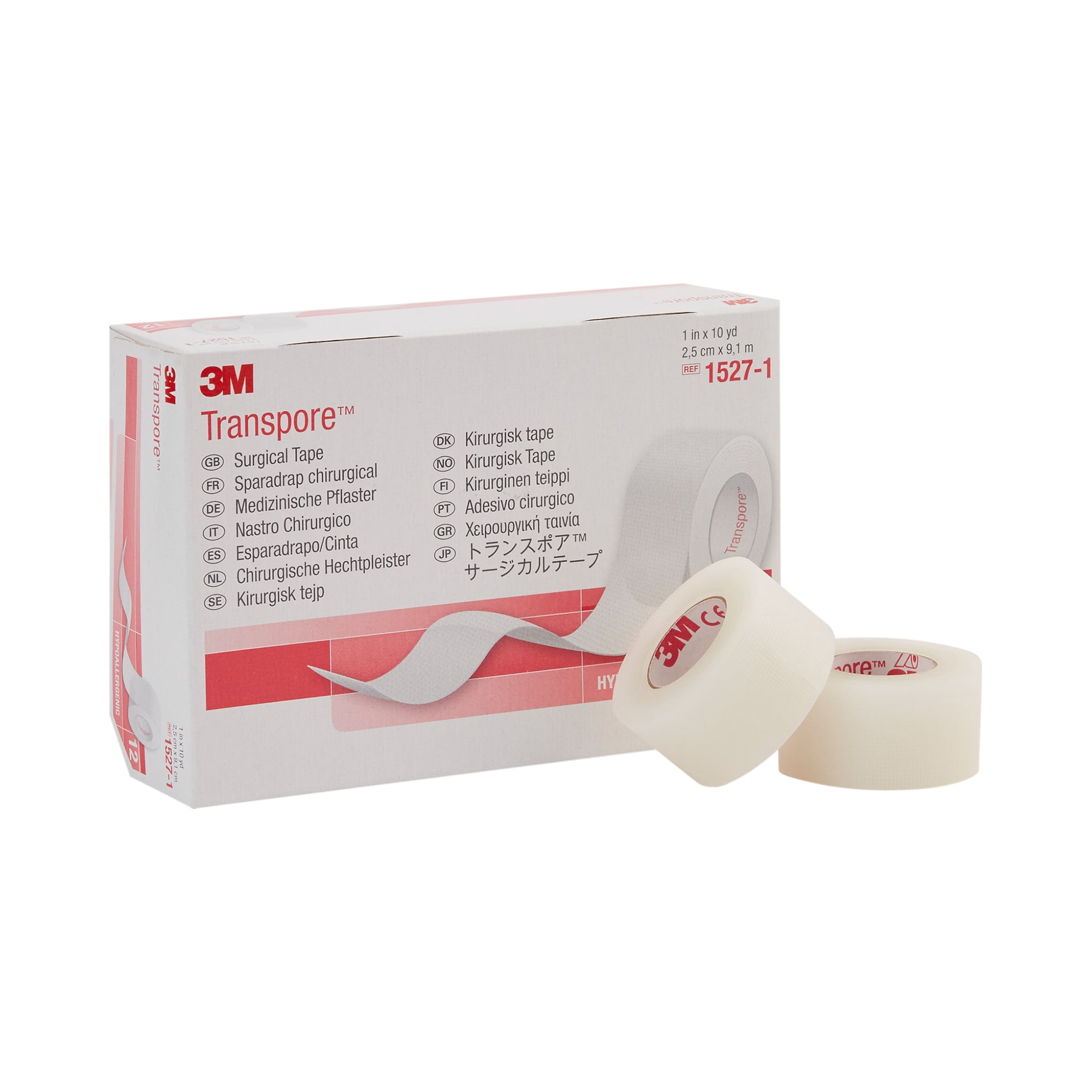 3M Transpore Medical Tape 1" x 10 yd 15271, 1 Box, 12 Rolls/Box