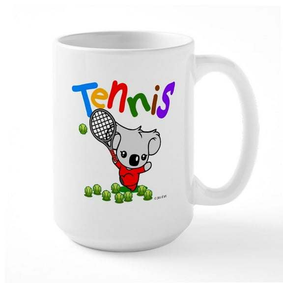 CafePress - Tennis Koala Bear Large Mug - 15 oz Ceramic Large White Novelty Mug