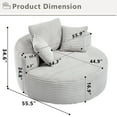 thumbnail image 4 of Aukfa Oversized Round Chaise Longue Chair Indoor, 56-inch Upholstered Corduroy Deep Seat Circle Cloud Sofa Chair, Light Gray, 4 of 8