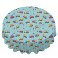 thumbnail image 2 of Excavator and Concrete Mixer Blue Round Tablecloth 60"x60", Wrinkle Resistant Wipeable Table Cover for Kitchen Dining Room Picnic Patio and Party, 2 of 6