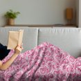 thumbnail image 3 of Hippie Soft Flannel Fleece Throw Blanket, Abstract and Vintage Leaves Bohemian Oriental Motif in Pink Shades, Cozy Plush for Indoor and Outdoor Use, 50" x 60", Magenta and White, by Ambesonne, 3 of 5