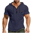 thumbnail image 2 of Jerdar Short Sleeve Hoodies for Men Gym Workout Athletic Hooded Sweatshirts Lightweight Quarter Zip Pullover with Pockets, 2 of 4