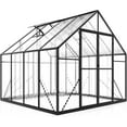 thumbnail image 3 of Jocisland 8x8x7 FT Polycarbonate Greenhouse, Walk-in Aluminum with 2 top-opening windows, 2 Swing Doors, Heavy Duty Outdoor Greenhouse, Black, 3 of 9