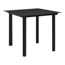 Patio Dining Table Black 31.5"x31.5"x29.1" Steel and Glass
