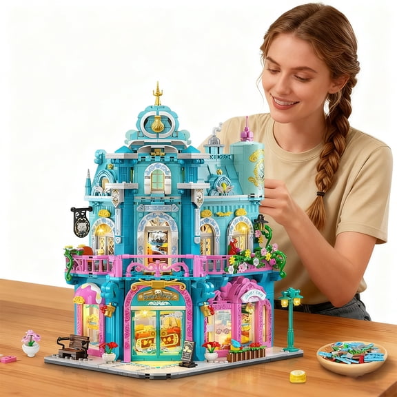 INSOON Little Bear Milk Shop Building Set - ABS Building Blocks - 1290 Pieces