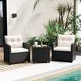 thumbnail image 4 of Costway 3 PCS Patio Furniture Set with Tempered Glass Coffee Table Washable Cushions Off White, 4 of 10