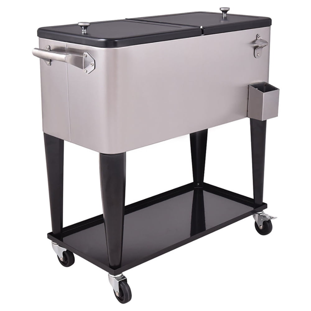 Aimee Lii 80 Quart Patio Rolling Stainless Steel Ice Beverage Cooler, Drink Chiller for Parties Aimee Lii 80 Quart Patio Rolling Stainless Steel Ice Beverage Cooler, Drink Chiller for Parties