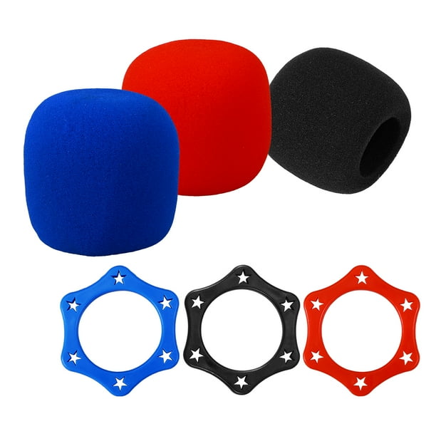3 uds. Anillos de protección de micrófono hexagonales antideslizantes y 3 uds. Almohadillas de repuesto para micrófono y auriculares, cubierta para parabrisas