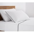 thumbnail image 5 of Brooklyn Loom Merrowed Edge Cotton Percale 100% Cotton Deep Pocket 4 Piece Queen Sheet Set in White and Black, All Season, Adult Size, OEKO-TEX Certified, 5 of 8