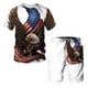 thumbnail image 4 of Nuevo conjunto de verano de manga corta con estampado 3D de águila del Día de la Independencia con relámpagos y arcoíris, conjunto de pantalones de playa de manga corta, 4 of 5