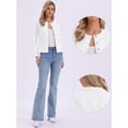 thumbnail image 2 of DARING DIVA Women's Peplum Hem Button Down Collarless Jean Jacket S White, 2 of 6
