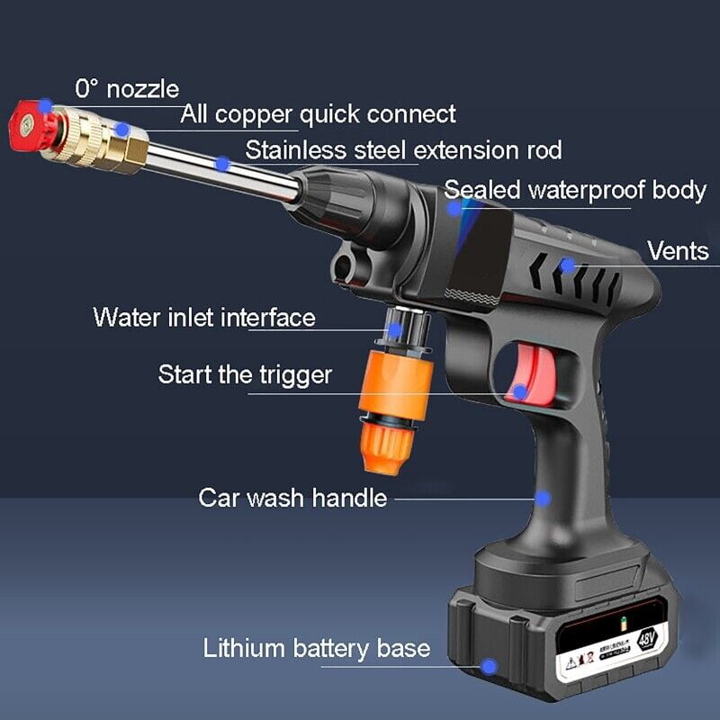 Portable Cordless Car High Pressure Washer Jet Water Wash Cleaner Gun +1 Battery