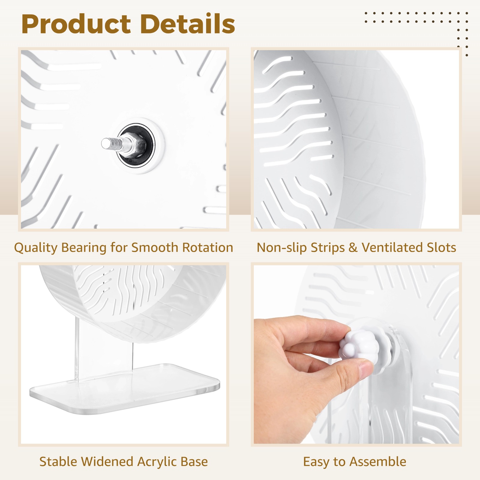 Hamster Exercise Wheel, Silent Hamster Wheel with Acrylic Stand, Space-Saving Running Wheel, Quiet Spinning Wheel, Great for Guinea Pigs, Gerbils