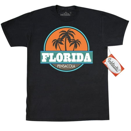 Inktastic Pensacola Florida Vintage T-Shirt Beach Palm Tree Retro Summer Vacation Travel Hometown Town City Cities Cool States Floridian Pride Mens Adult Clothing Apparel Tees T-shirts