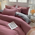 thumbnail image 4 of Summercome Duvet Cover Twin Size, 3 Pieces Soft Microfiber Duvet Cover Set, Washed Cotton Bedding Set Cover, All Season Beding Set, Include 1 Duvet Cover with Zipper, 1 Flat Sheet, 2 Pillowcases, Wine, 4 of 9