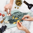 thumbnail image 4 of Sugar Skull Cutting Board, Monochrome Skeleton Roses Leaves and Diamond Shape Folklore Festival Print, Decorative Tempered Glass Cutting and Serving Board, Wine Bottle Shape, Grey White, by Ambesonne, 4 of 5