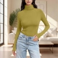 thumbnail image 2 of Gkeoshab Womens Tops Women's High Neck Cowl Neck Long Sleeve T-Shirt Cotton Layering Top for Everyday Wear Gold M, 2 of 7
