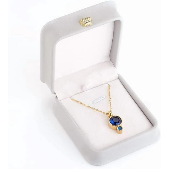 1pc PU Leather Necklace Pendant Gift Boxes with Golden Plated Iron and Velvet Lining Light Grey 8.4x7.2x4cm for Jewelry Storage Wedding Use Light Grey