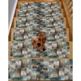 thumbnail image 2 of Blue Brown Geometric Stair Treads for Wooden Steps Indoor Runner Rug Carpet, Modern Ombre Abstract Art 7 Pieces Peel and Stick Staircase Step Treads Covers Washable Throw Door Mats, 30"x8", 2 of 5