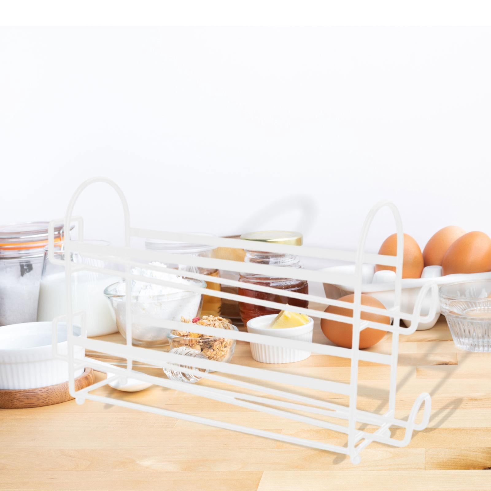CarpNettore Refrigerator Egg Holder Storage Space Saving Automatically Rolling Fridge Egg Container for Cabinet Kitchen Housewarming Gift white 2 layer