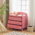 thumbnail image 3 of Zimtown Wood Changing Table with Drawers,Baby Dresser, Infant Diaper Station Nursery Organizer, Pink, 3 of 12