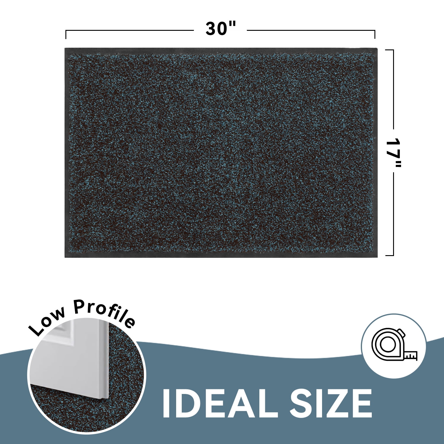 VUNATE 17" x 30" Dirt Trapper Indoor Door mat Non Slip Front Door Mats Absorbent Rubber Entrance Rug Durable Heavy Duty Outdoor Mats Washable Welcome Mats for Outside Blue