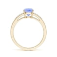 thumbnail image 2 of ANGARA Natural Cushion 1.6 ct Tanzanite Split Shank Ring with Diamonds in 14K Yellow Gold for Women (Size-8x6mm) | December Birthstone, Anniversary, Jewelry Gift for Women | Natural Tanzanite Ring, 2 of 8