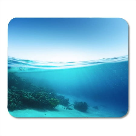 Coral Of The Sea LADDKE Blue Water Split Shot of The Coral Reef Underwater and Sea Waves Above Under Mousepad Mouse Pad Mouse Mat 9x10 inch ()