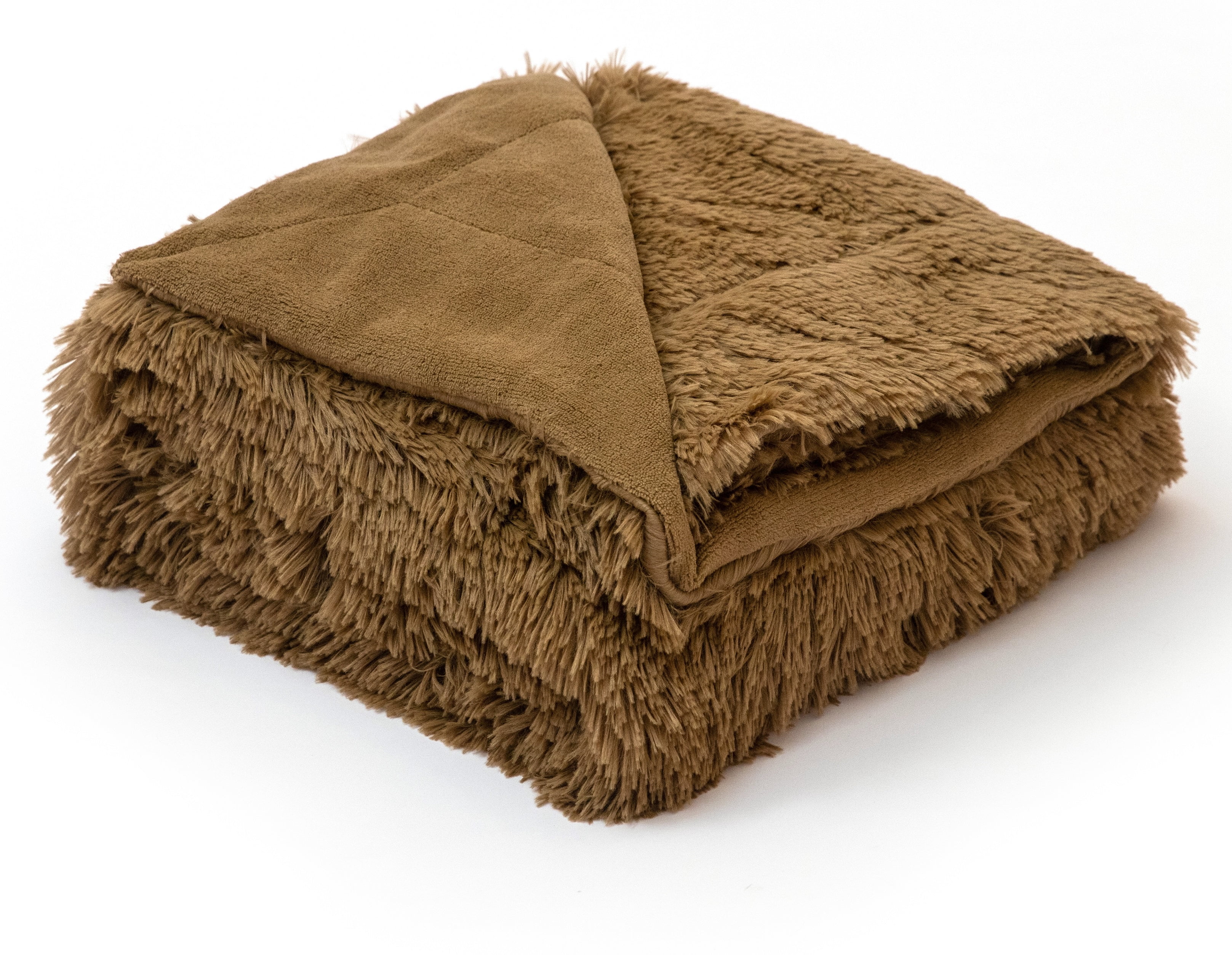 67 x 79 in Camel Wool Brown Throw Blanket 