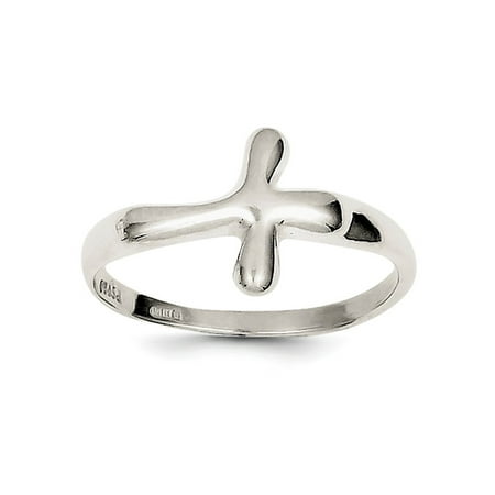 - 925 Sterling Silver 2mm Horizontal Tiny Freeform Cross Ring