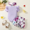 thumbnail image 4 of GYRATEDREAM Newborn Baby Girl Clothes Ruffled Bodysuit Letter Romper Top Floral Shorts Summer Outfits Set 0-18 Months, 4 of 12
