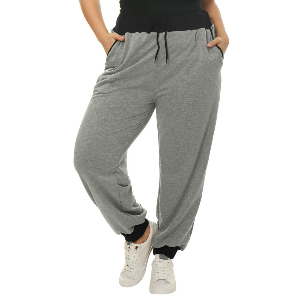 Unique Bargains - Women's Plus Size Sweatpant Drawstring Waist Jogger Pant with Pockets
