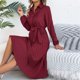 thumbnail image 2 of TaTaai Women‘s Casual Collared Dress, Long Sleeve Shirt Dress Maxi Length, Solid Color Button Down Tunic Dress, Fall Winter Office Wear Gift, 2 of 8
