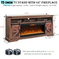 thumbnail image 6 of OKD Farmhouse Fireplace TV Stand for 85" TV, Highboy Entertainment Center w/42" Electric Fireplace & LED Light, Media Console w/Sliding Barn Door for Living Room, Reclaimed Barnwood, 6 of 8