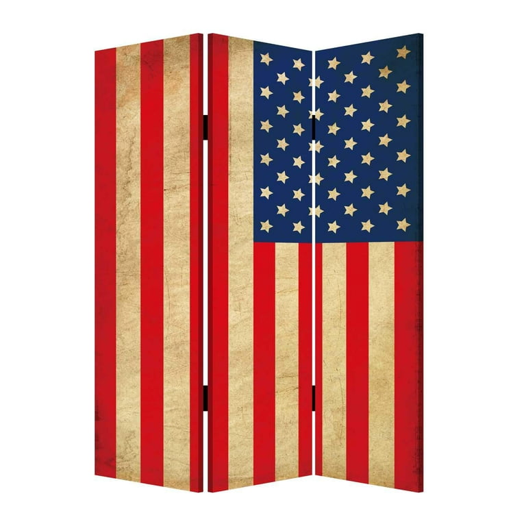 48 X 72 Multi Color Wood Canvas Model American Flag Screen 48 X 72 Multi Color Wood Canvas Model American Flag Screen