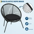 thumbnail image 4 of 3 Piece Patio Rattan Bistro Set, Outdoor All Weather PE Wicker Conversation Furniture Set with 2 Chairs, Cushions & Tempered Glass Top for Poolside/Porch/Garden/Yard, 4 of 9